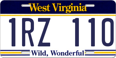 WV license plate 1RZ110