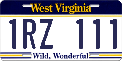WV license plate 1RZ111