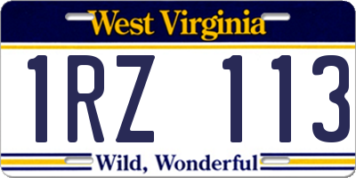 WV license plate 1RZ113