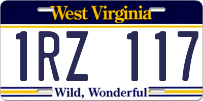 WV license plate 1RZ117
