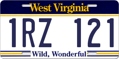 WV license plate 1RZ121