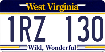 WV license plate 1RZ130