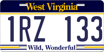 WV license plate 1RZ133
