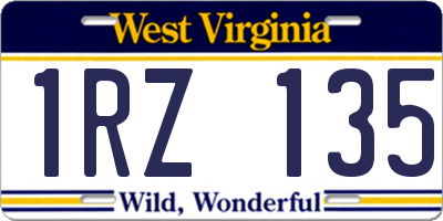 WV license plate 1RZ135