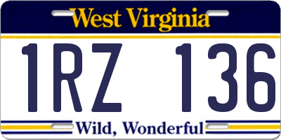 WV license plate 1RZ136