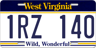 WV license plate 1RZ140