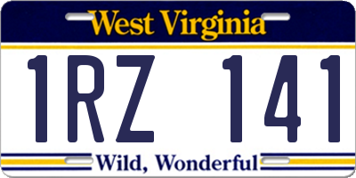 WV license plate 1RZ141