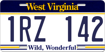WV license plate 1RZ142