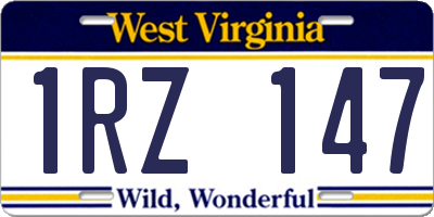 WV license plate 1RZ147