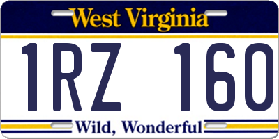 WV license plate 1RZ160