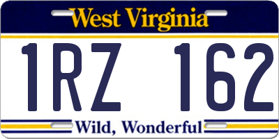 WV license plate 1RZ162