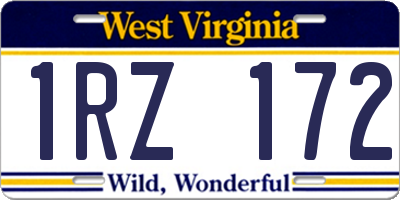 WV license plate 1RZ172