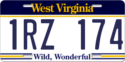 WV license plate 1RZ174