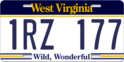 WV license plate 1RZ177