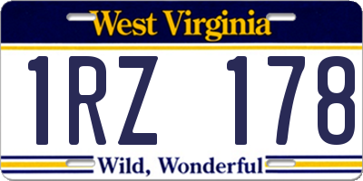 WV license plate 1RZ178