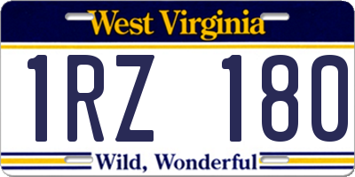 WV license plate 1RZ180