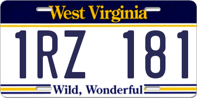 WV license plate 1RZ181