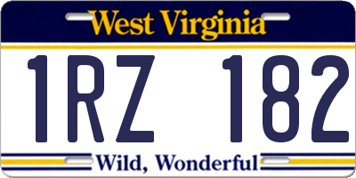 WV license plate 1RZ182