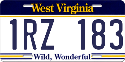 WV license plate 1RZ183