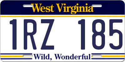 WV license plate 1RZ185