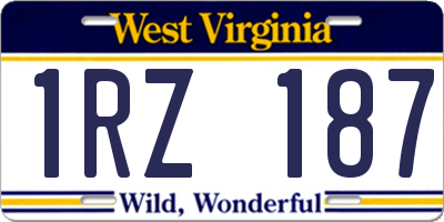 WV license plate 1RZ187