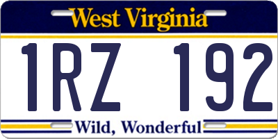 WV license plate 1RZ192