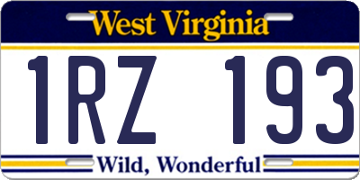 WV license plate 1RZ193