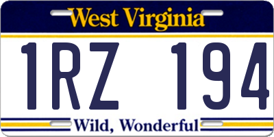 WV license plate 1RZ194