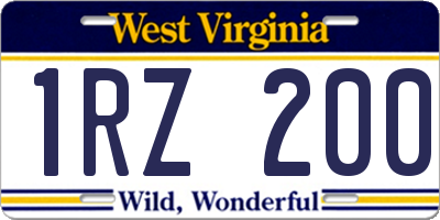 WV license plate 1RZ200