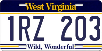 WV license plate 1RZ203