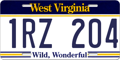 WV license plate 1RZ204