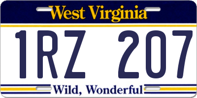 WV license plate 1RZ207