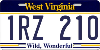 WV license plate 1RZ210