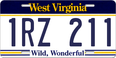 WV license plate 1RZ211