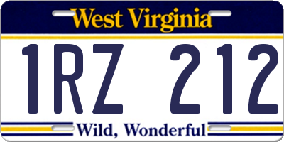 WV license plate 1RZ212