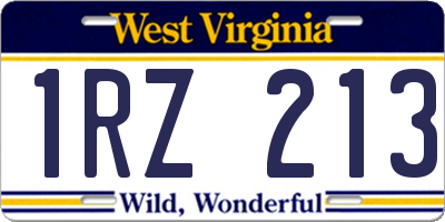 WV license plate 1RZ213