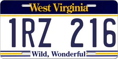 WV license plate 1RZ216