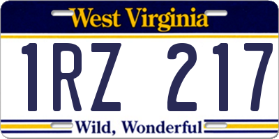 WV license plate 1RZ217