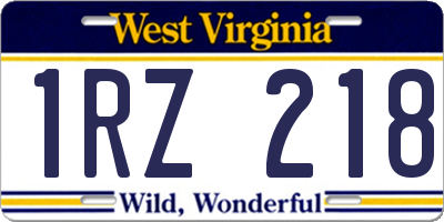 WV license plate 1RZ218