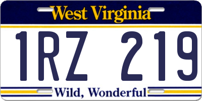 WV license plate 1RZ219