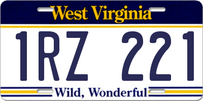 WV license plate 1RZ221