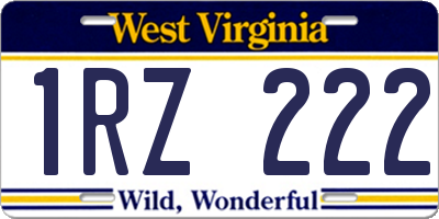 WV license plate 1RZ222