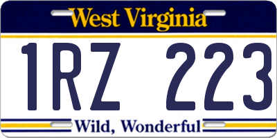 WV license plate 1RZ223