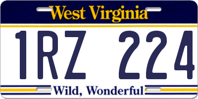 WV license plate 1RZ224