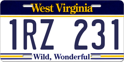 WV license plate 1RZ231