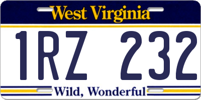 WV license plate 1RZ232