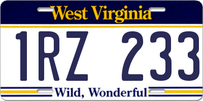 WV license plate 1RZ233