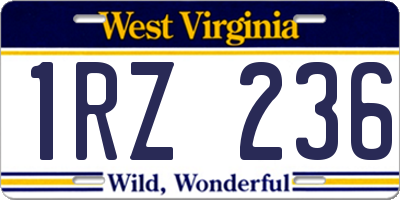 WV license plate 1RZ236