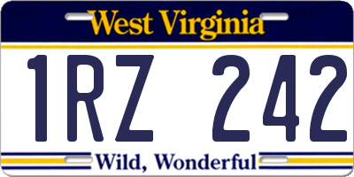 WV license plate 1RZ242