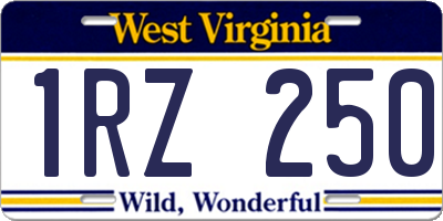 WV license plate 1RZ250